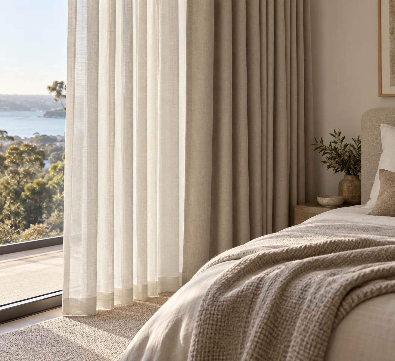 Blockout curtains in a furnished interior